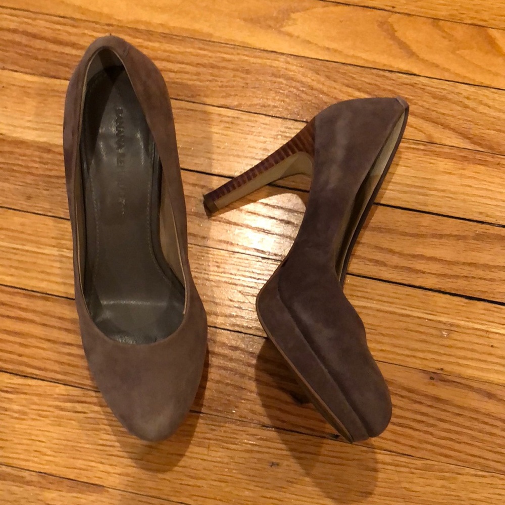 Brown suede heels